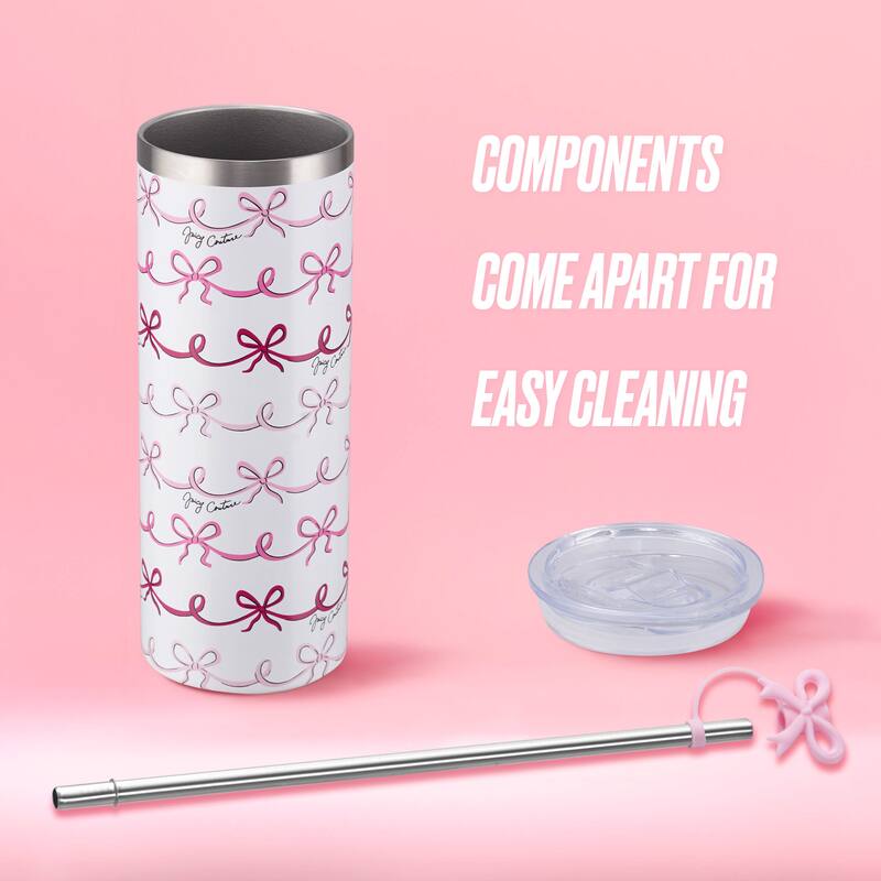 Juicy Couture Glam Slip Hydration Stainless Steel Tumbler with Straw Topper
