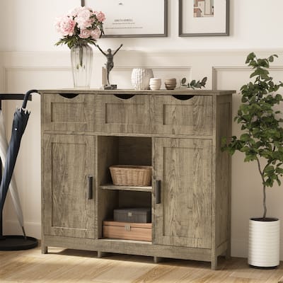 Ample Storage Space Cabinets with Drawers and Adjustable Shelves, Accent Cabinet for Bedroom, Bathroom