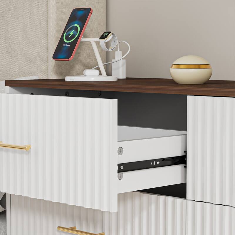 Modern Vertical Stripe 6-Drawer Dresser Multipurpose Storage