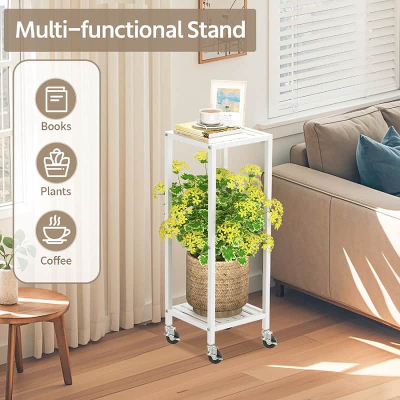 2 Tier Black Metal Plant Stand - 11.6 x 10.8 x 33.7 inches