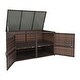 preview thumbnail 7 of 5, Patio 96 Gal. Rattan Deck Box with 2 Shelves Brown