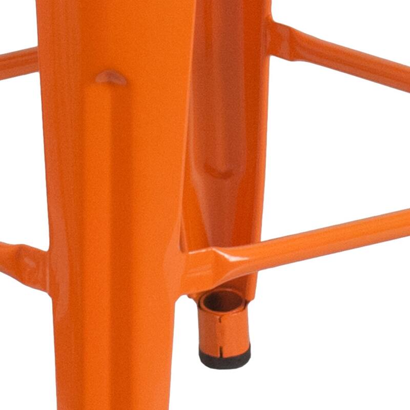24" High Backless Metal Indoor-Outdoor Counter Height Stool w/Square Seat