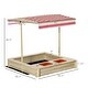 preview thumbnail 3 of 3, Kids Wooden Sandbox,Covered Children Sand Playset ,w/ Adjustable Canopy Shade,Bottom Liner,Seat,Plastic Basin,Aged 3-8 Years Old