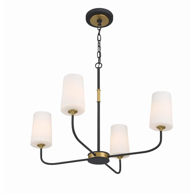 Niles 4 Light Black Forged & Modern Gold Chandelier - 29"W x 21.5"H