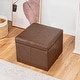preview thumbnail 18 of 28, Adeco Bonded Leather Contrast Stitch Square Storage Ottoman Footstool