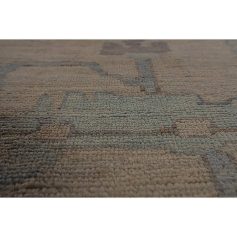 Vegetable Dye Oushak Turkish Large Rug Handmade Floral Wool Carpet - 13'9"x 19'3"