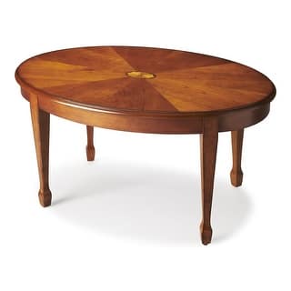 Butler Traditional Wooden Oval Cocktail Table in Olive Ash Burl Finish - Medium Brown