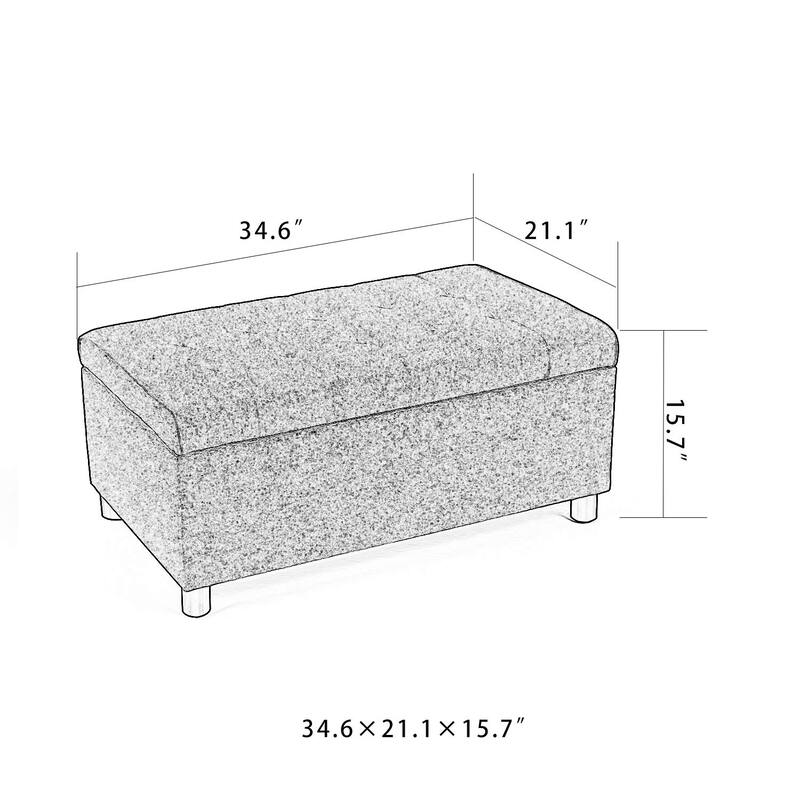Adeco 35" Tufted Rectangular Storage Ottoman Bench