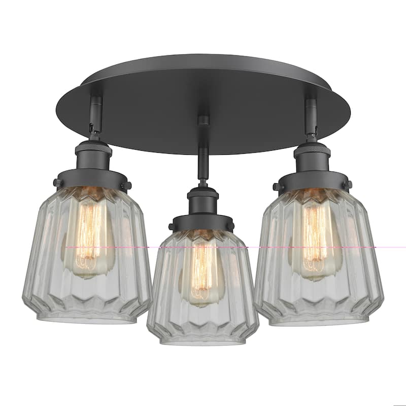 Innovations Lighting Chatham - 3 Light 18" Flush Mount - Clear/Matte Black
