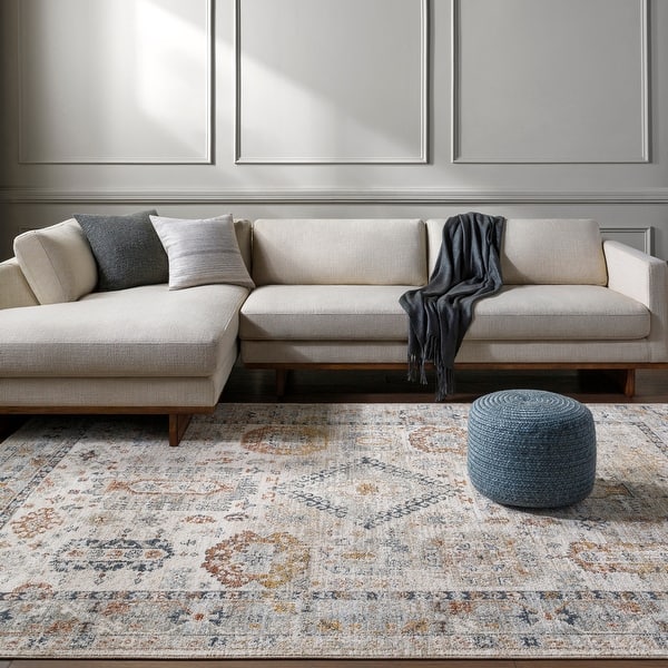 slide 2 of 13, Livabliss Transitional Beckham Medallion Area Rug Off-White/Blue - 10' x 13' 11" - Rectangle
