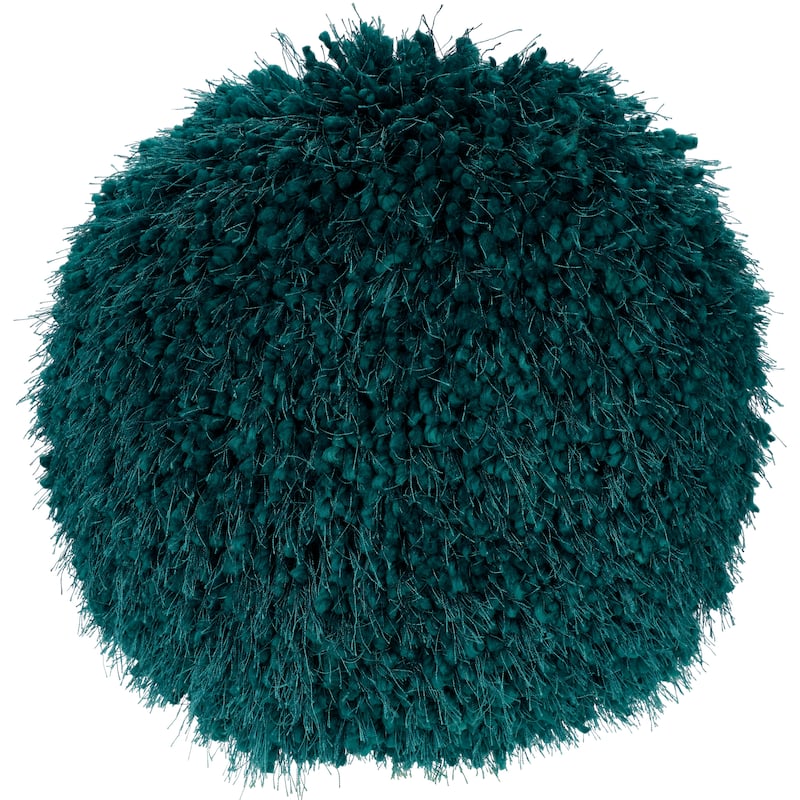 Mina Victory Shag Solid Throw Pillow - Green - 14" x 14"