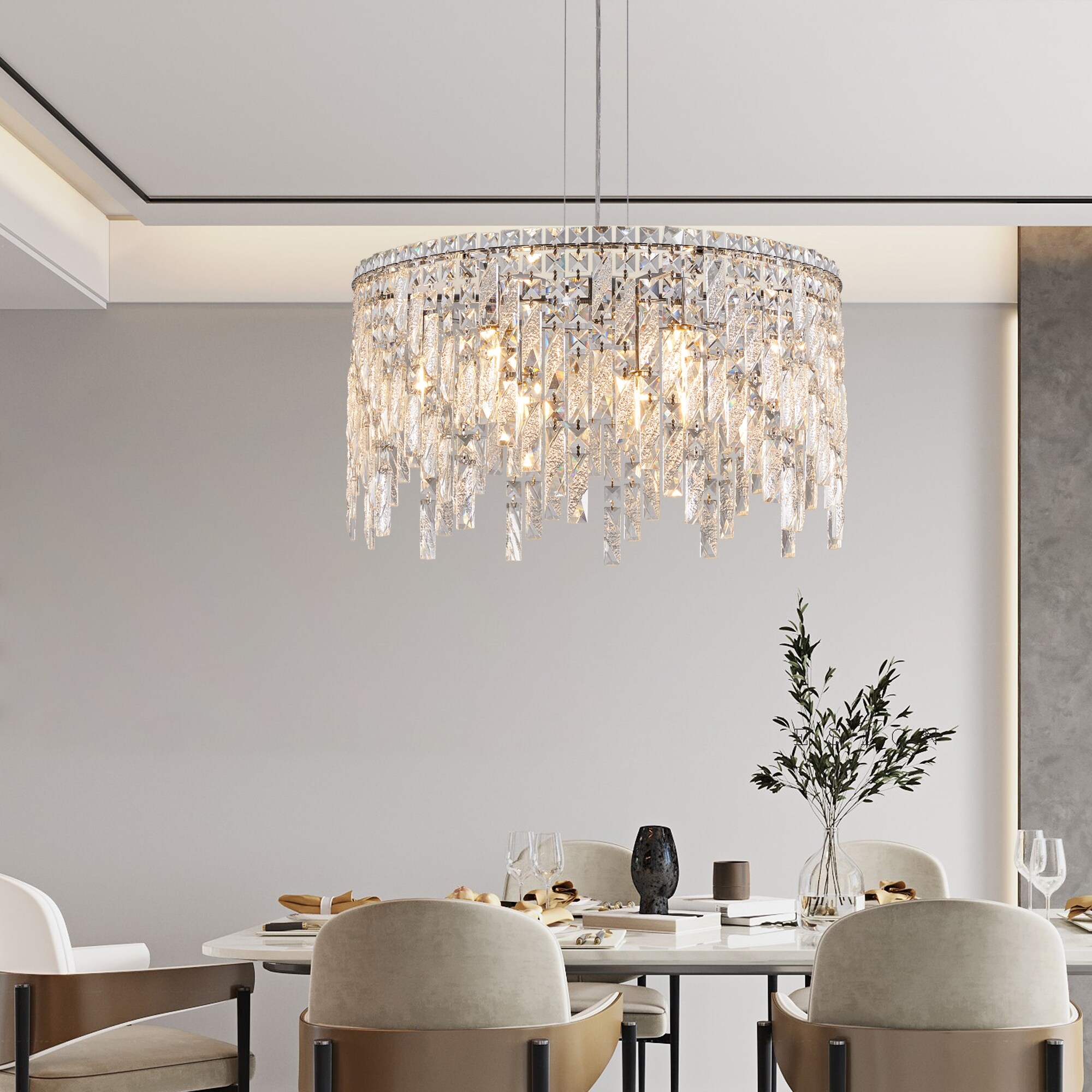 Round chandelier rectangular table sale