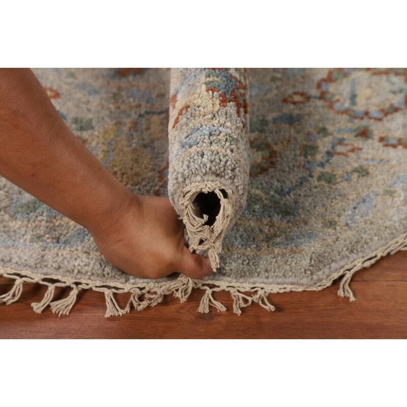 Heriz-Serapi Oriental Octagon Rug Hand-Knotted Wool Carpet - 5'11" x 5'10"