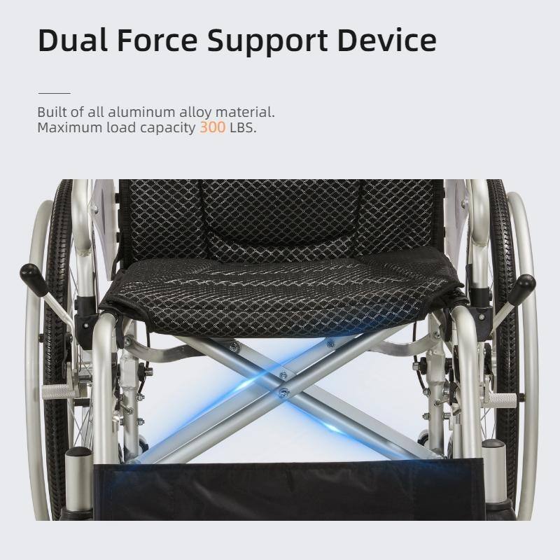 Aluminum alloy multi-function wheelchair. Unique 6 tire design. Quickly switch between self-use and companion mode