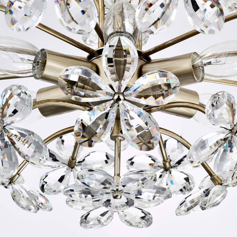 Rosa 6-Light Brushed Silver-ish Champagne Flower Crystal Chandelier