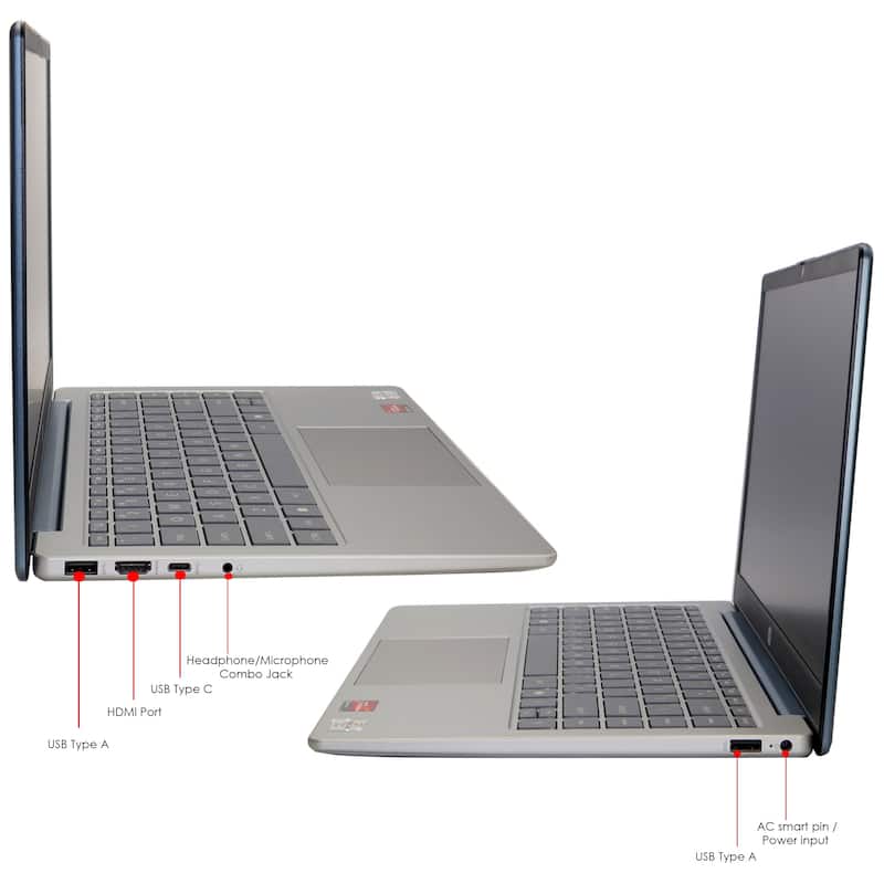 HP 14" HD Windows Laptop AMD Athlon 7120 - 4GB RAM, 128GB UFS (Moonlight Blue) + Laptop Bags, Cables