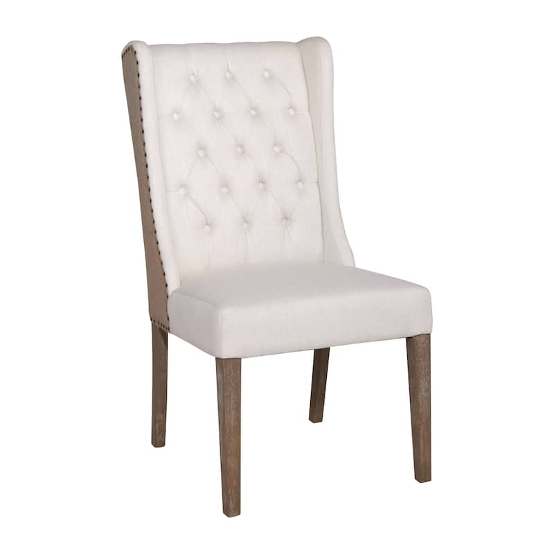Abel Two-Toned Performance Linen Wingback Dining Chair - Jute and Light White