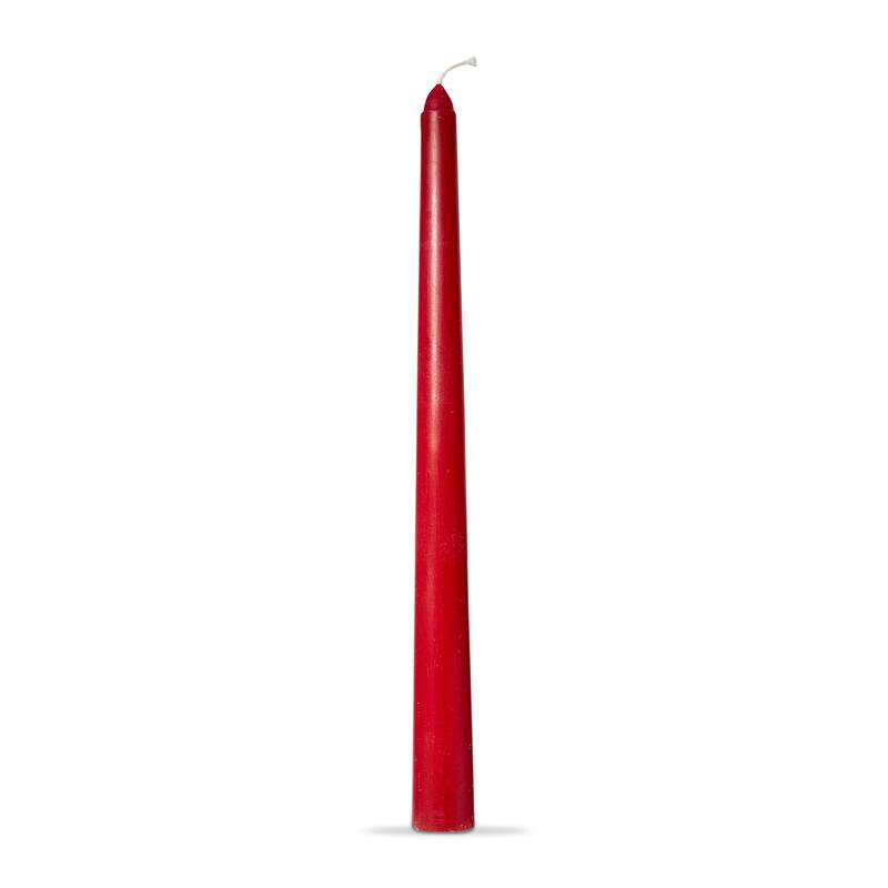 Color Studio 12" Traditional Taper Unscented Smokeless Paraffin Wax Candle Red, Set of 4, Burn Time 8 hrs.
