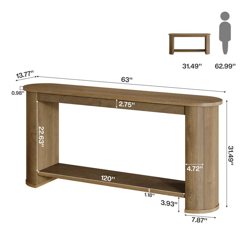 63" Long Wood Console Table for Entryway/ Hallway