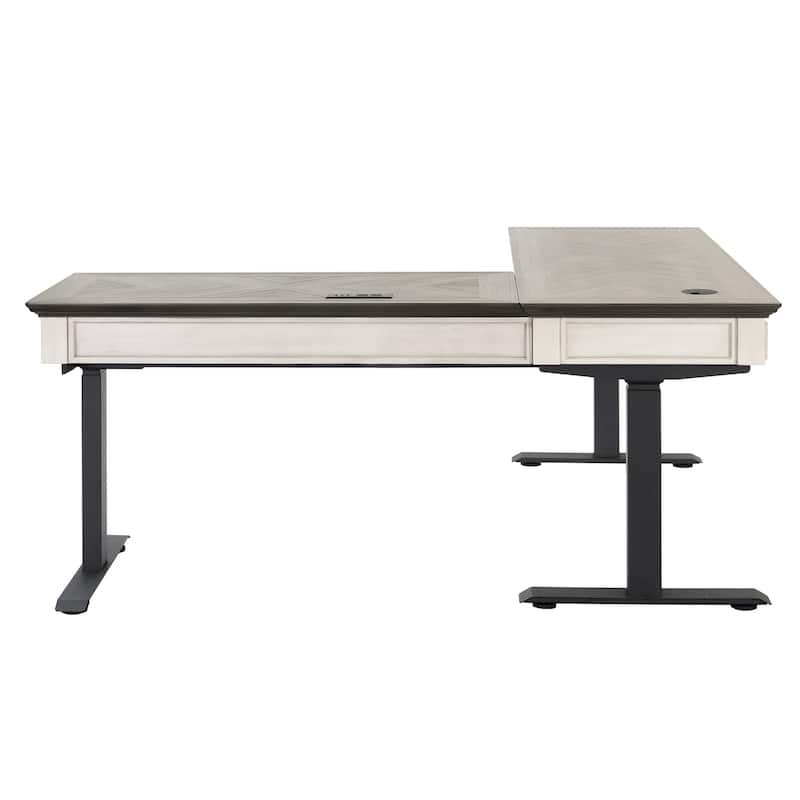 Hartford Electric Sit/Stand L-Desk and Return, Height Adjustable Table, Wood Adjustable Office Corner Desk and Return, Black