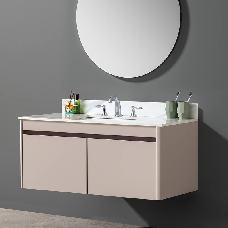 31 Inch Marble Vanity Top,Bathroom Vanity Top with Undermount Rectangular Middle Sink and 4 Inch Height Backsplash