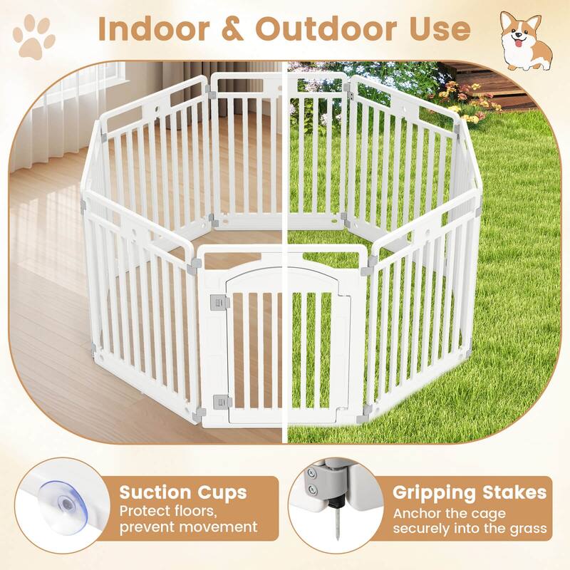 Costway 8/16-Panel 32” Tall Plastic Dog Panel with Securing Locking