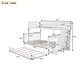 preview thumbnail 5 of 25, Twin-Over-Full Bunk Bed with Twin Size Trundle 4 Storage Compartments, Solid Wood Bedframe with Guard Rail Staircases