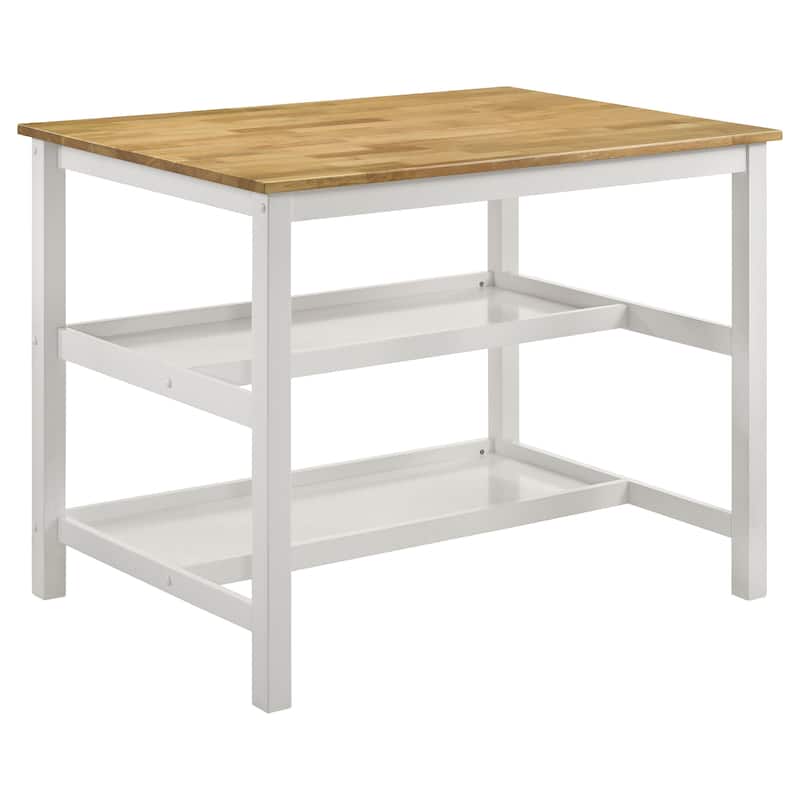 Edgeworth Kitchen Island Counter Table with Pot Rack White - Brown/White - Table without Rack
