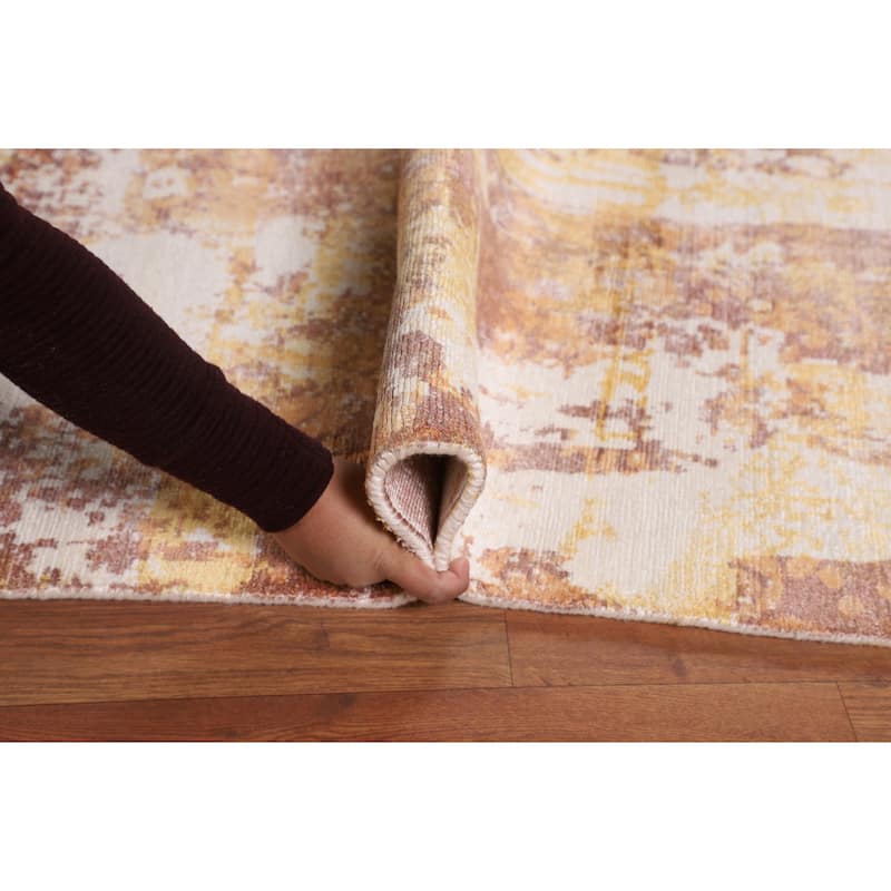 Abstract Area Rug Hand-Knotted Living Room Wool Carpet - 7'11" X 10'3"