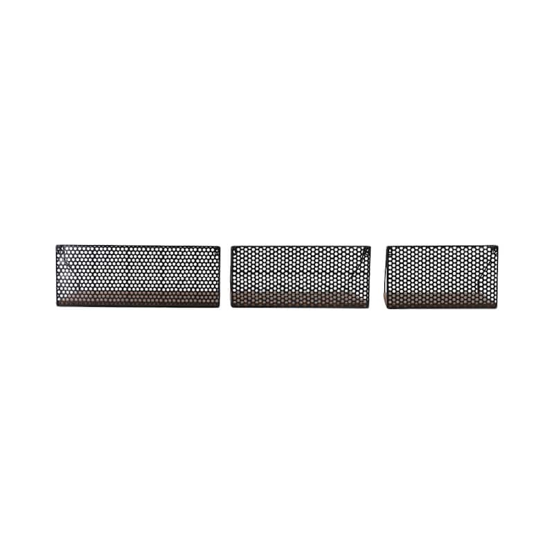 Metal Wood Rectangular Wall Shelf Set - Brown, 16/20/24" - 24.0"