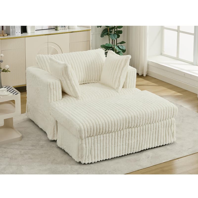 47.7" Oversized Corduroy Chaise Longue with Ottoman