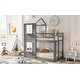 preview thumbnail 15 of 15, Modren Twin Over Twin Wood Bunk Bed With Roof,Window,Guardrail And Ladder