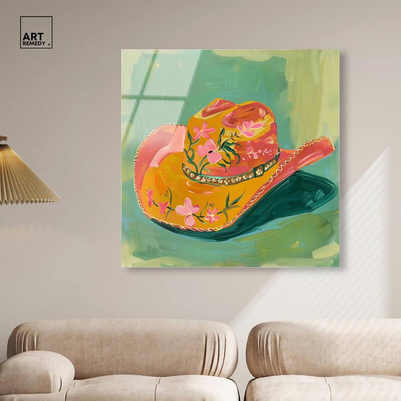 Wildflower Cowboy Hat Acrylic by Art Remedy, Ready to Hang