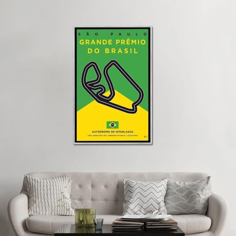 iCanvas "F1 Interlagos Track Minimal Poster" by Chungkong Framed