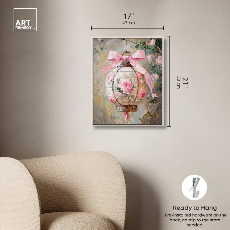 Rose Garden Lantern Canvas by Art Remedy