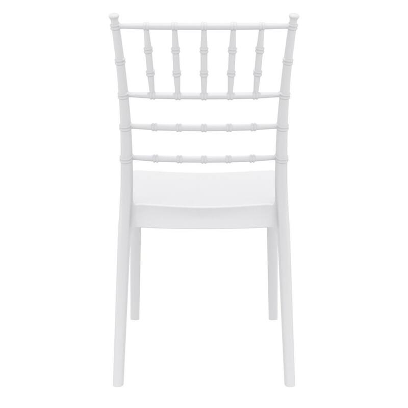 36" White Stackable Outdoor Patio Armless Dining Chair