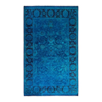 Fine Vibrance, One-of-a-Kind Hand-Knotted Area Rug - Purple, 4' 6" x 7' 3" - 4' 6" x 7' 3"