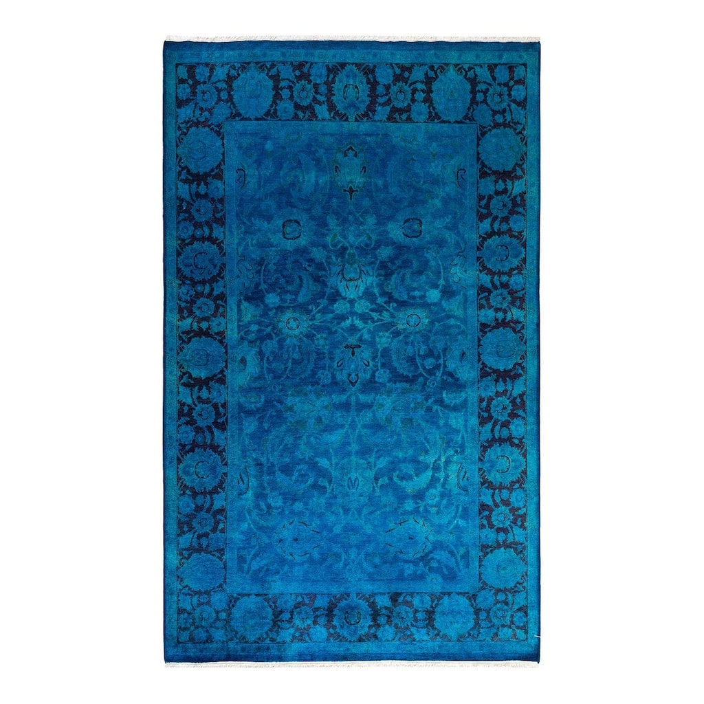 Fine Vibrance, One-of-a-Kind Hand-Knotted Area Rug - Purple, 4' 6" x 7' 3" - 4' 6" x 7' 3"