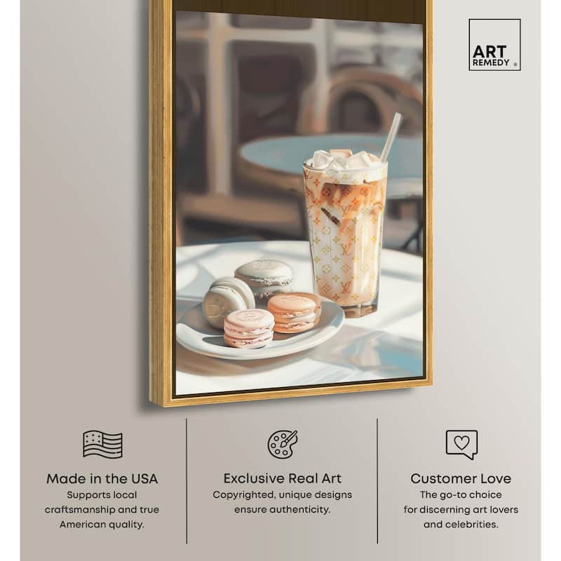 Glam Iced Coffee and Macarons Canvas by Art Remedy