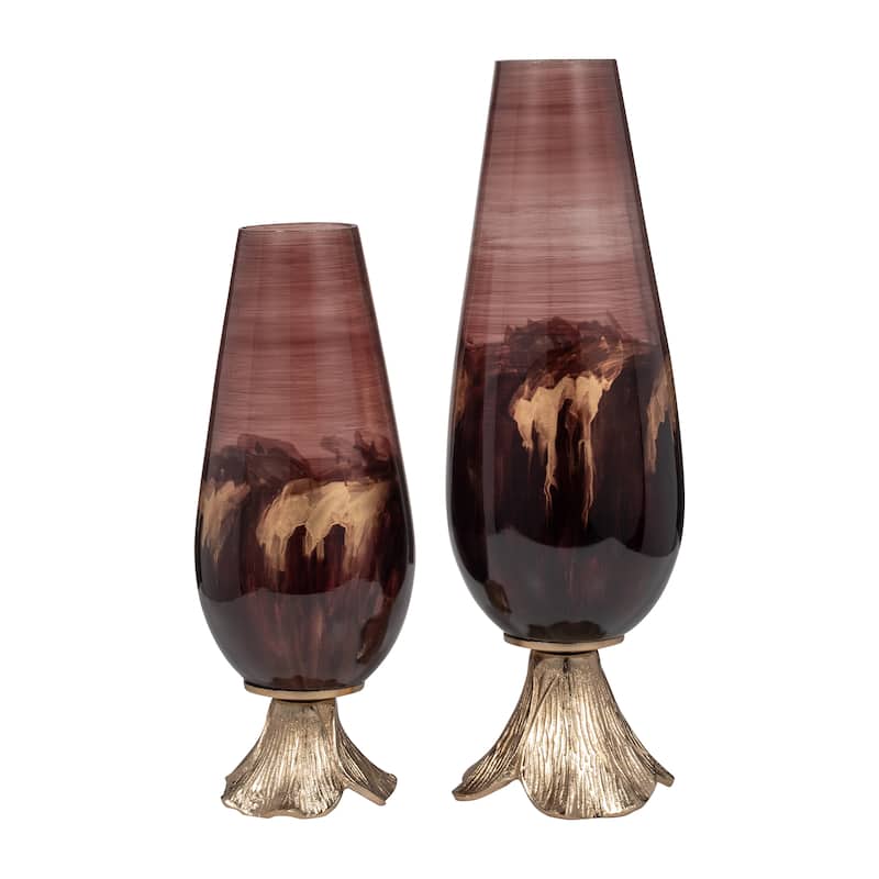 Sagebrook Home Abstract Glass Vase with Gold Accents