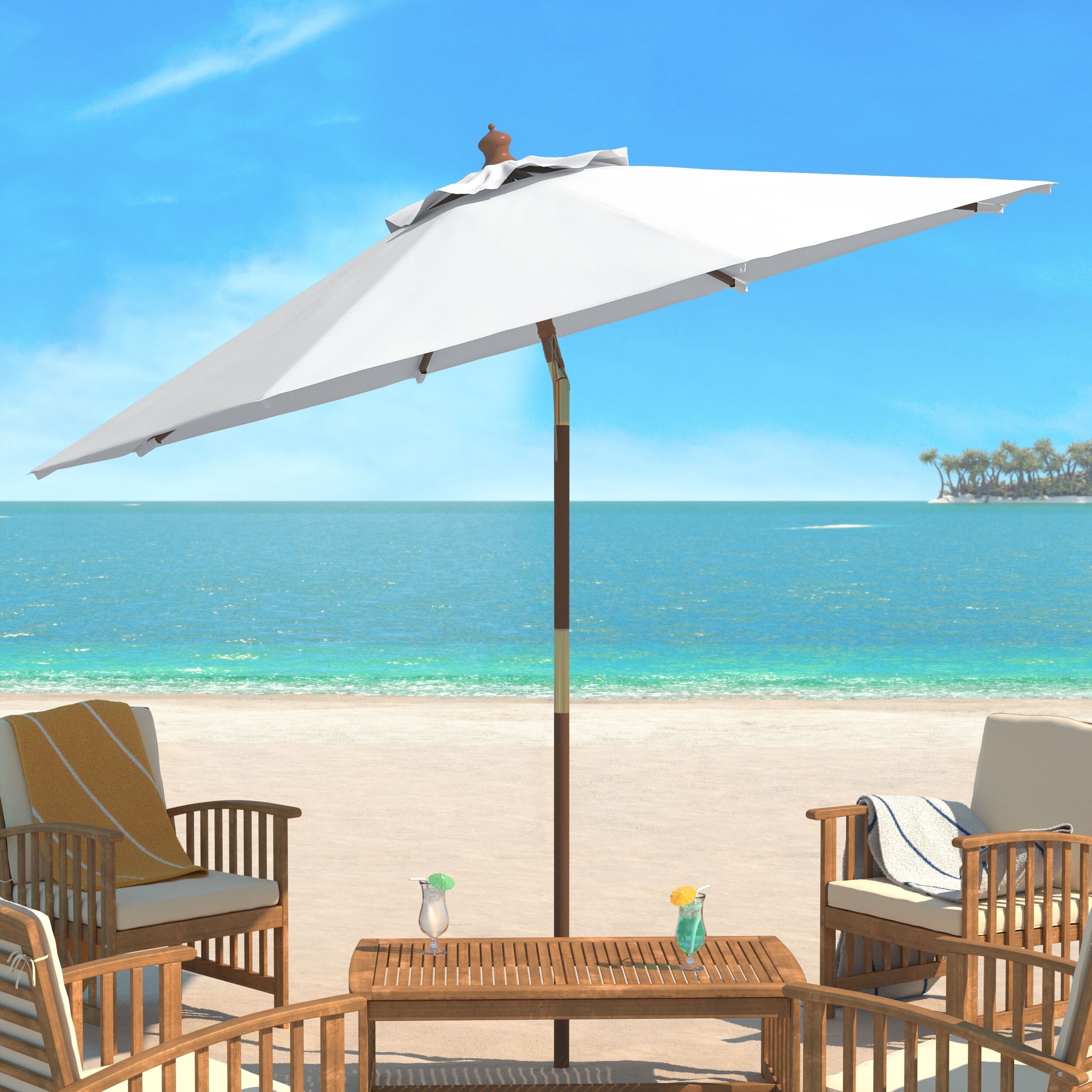 Shop Black Friday Deals On Safavieh Cannes 9 Ft White Wooden Outdoor Umbrella Base Not Included On Sale Overstock 14586598