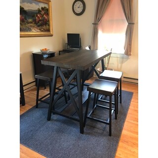 Furniture of America Mern Rustic Oak Solid Wood Counter Table