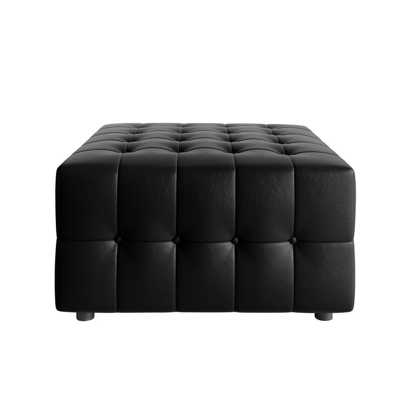 CraftPorch 7-Piece Elegance Button-Tufted PU Upholstered with Ottoman