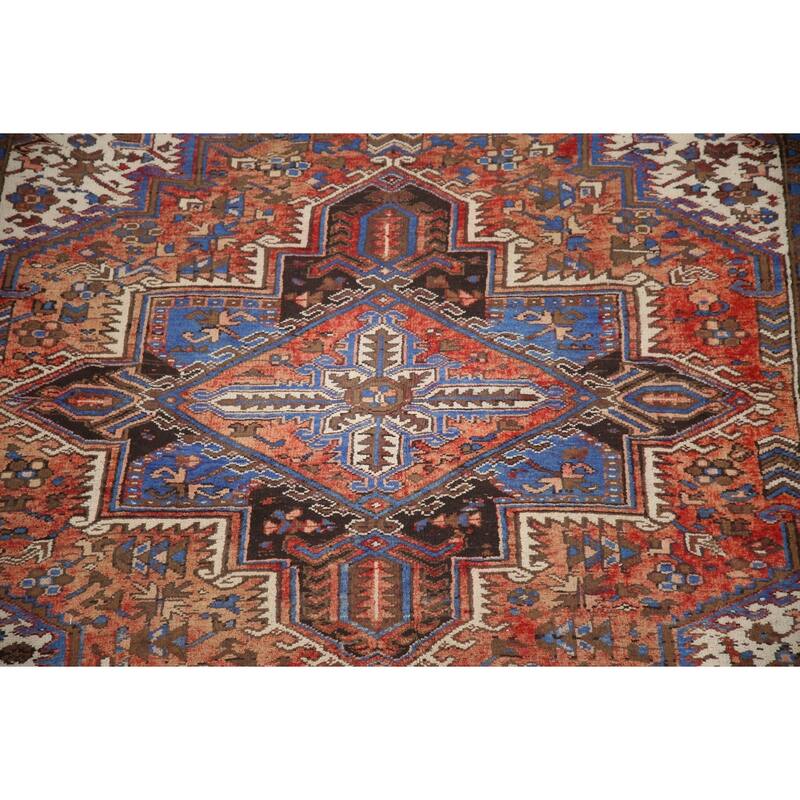 Hand Knotted Oriental 100% Wool Carpet Traditional Medallion Red Heriz Area Rug - 10' 1'' X 7' 5''