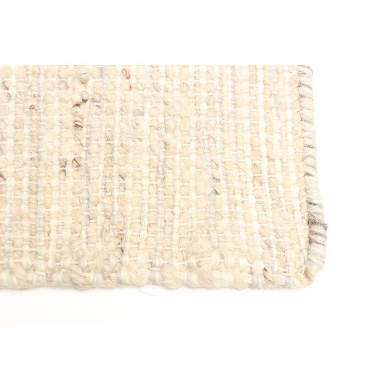 ECARPETGALLERY Braid weave Sienna Beige Wool Rug - 5'0 x 8'4