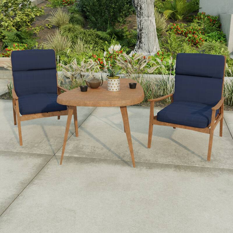 Sunbrella 22" x 44" Navy Solid Outdoor Chair Cushion with Ties and Loop - 44'' L x 22'' W x 4'' H