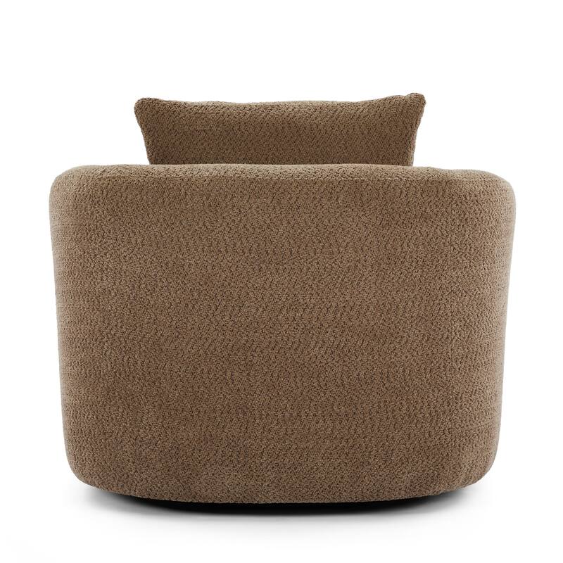 360° Swivel Chair, 38.2" Accent Chair Sofa, Upholstered Swivel Barrel Sofa Chair with a Throw Pillow for Living Room, Bedroom