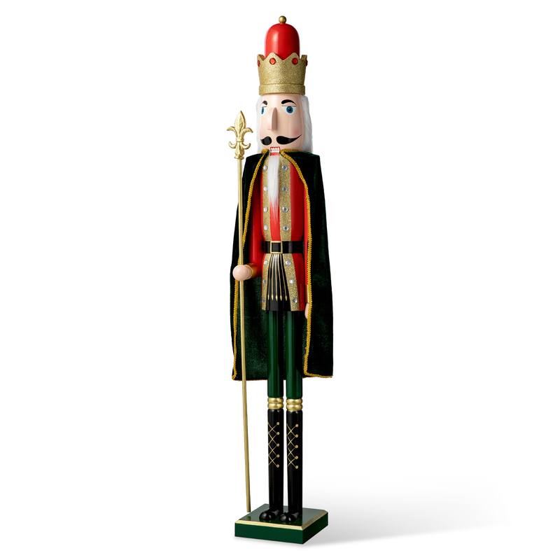 Glitzhome 42"H Large Size Christmas Wooden King & Soldier Nutcracker Set Xmas Figurine Decor for Indoor Outdoor