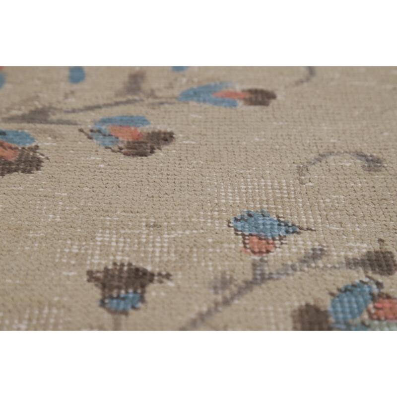 Geometric Beige Tabriz Persian Area Rug Hand-Knotted Wool Carpet - 9'8"x 13'4"