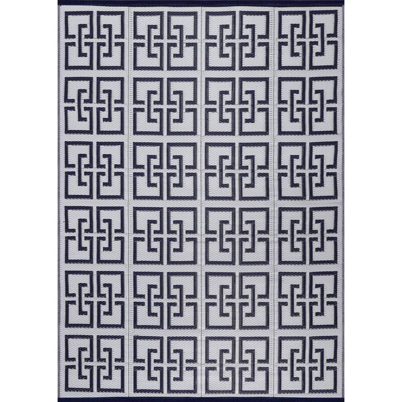 Beverly Rug Geometric Greek Key Outdoor Rug Waterproof for Patio, RV Camping
